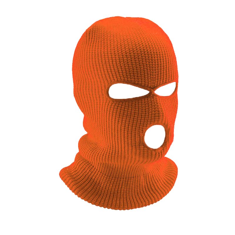 CT COTIM COYIN 3-Hole Warm Full Face Mask Cover Ski Mask Winter Balaclava Cap Knitted for Outdoor Sports Orange