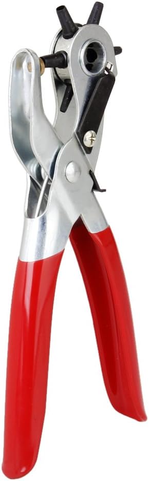 SE Heavy Duty Revolving Leather Punch with Comfort Grip, Orange - 6 Sizes for Belts, Watch Bands, Clothing, and More - 7924LP