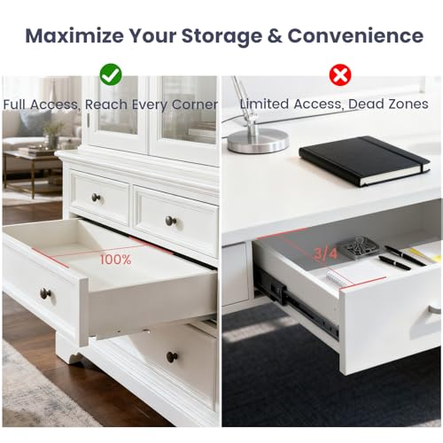 Homdiy 21 Inch 1 Pair Undermount Soft Close Drawer Slides Hidden Bottom Mount Cabinet Rails, Full Extension Concealed Bottom Mount Rails, 100 LB Load Capacity Heavy Duty Steel Cabinet Slides