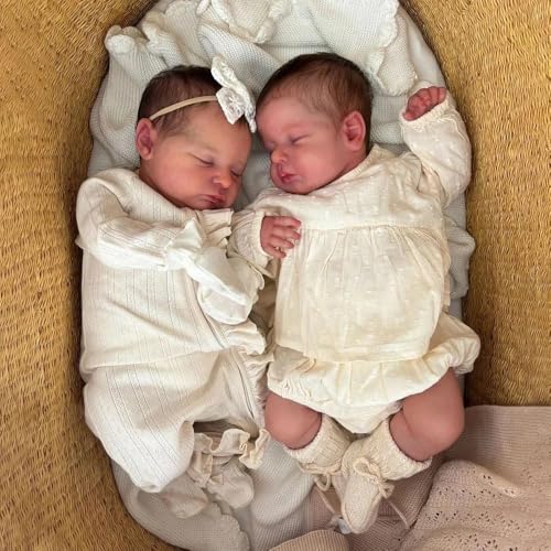 Anano Reborn Baby Dolls Vinyl Full Body 19 in Realistic Baby Doll Twins Girl that Look Real Newborn Full Body Vinyl Babys Doll Real Life Babys Dolls Twins with Accessories