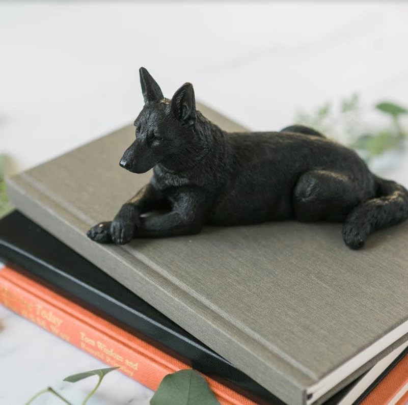 JFSM INC. 6" Black German Shepherd Dog Figurine – Hand-Painted Gift for Dog Lovers, Home Office Decor & Pet Bereavement Gift - Image 2