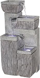 dobar® Neptun Vierstufig Terrassenbrunnen mit LED