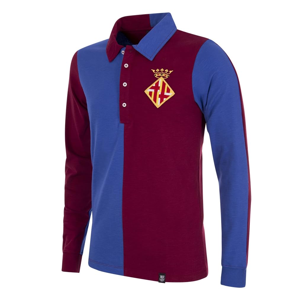 Copa - Camiseta de Fútbol - Hombre - FC Barcelona 1899 - Retro - Manga Larga - Azul/Rojo - 100% algodón