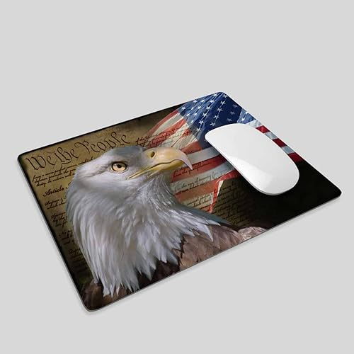 Miniatura 3 de Pehede Alfombrillas para mouse con la bandera de Estados Unidos y el águila calva en papel de constitución vintage, alfombrillas de mouse para