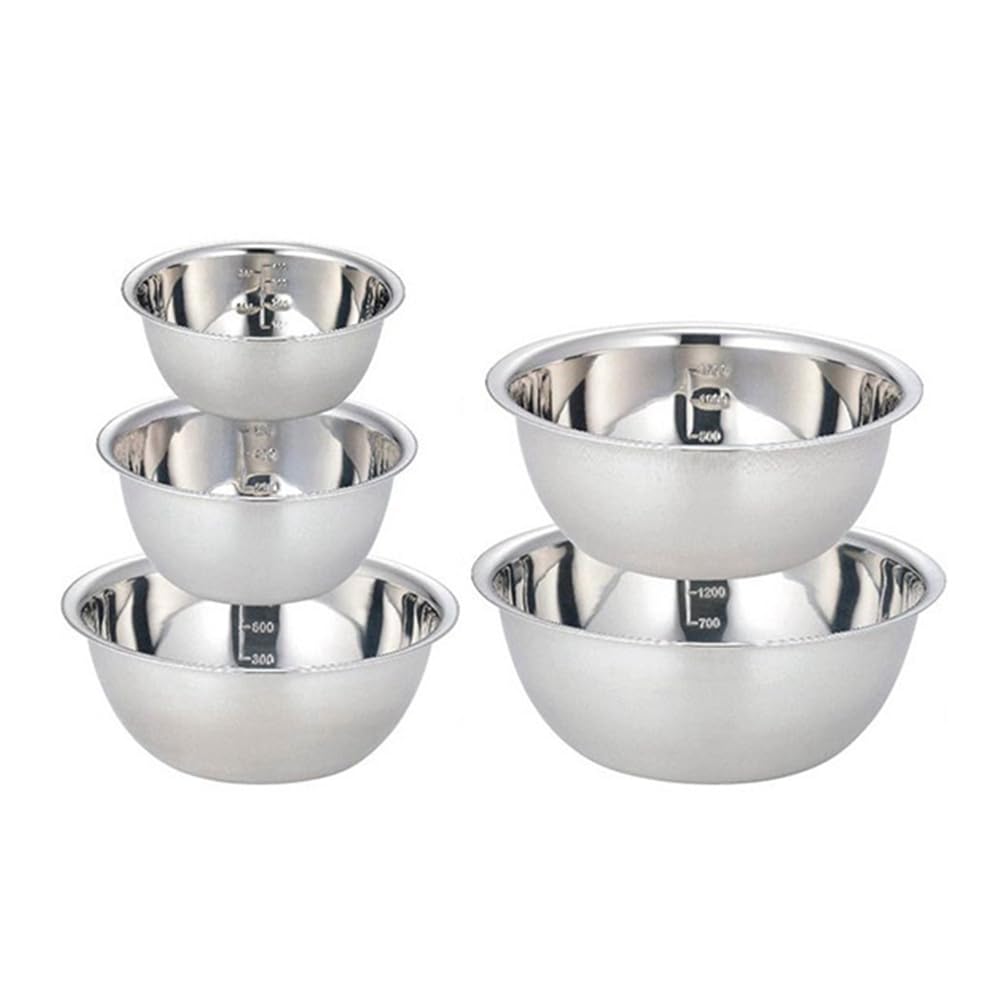 CTRLZS Stainless Steel Mixing Bowl Set Multipurpose Soup Basin 5 Sizes Space Saving Nesting Bowls Set Kit