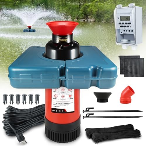 Goldlife Pond Fountain Aerator F1 1HP 750W 15000GPH Floating Fountains Pump