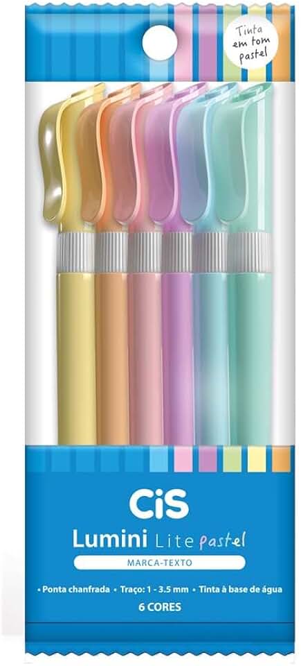 Marca-texto CIS Lumini Lite Pastel, Estojo com 6 cores