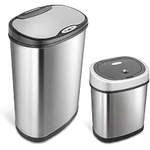 Stainless Steel Motion Sensor Trash Can Combo 13.2 Gal. 3 Cb-dzt-50-3/12-9 Silver Oval Plastic Fingerprint Proof Quiet Close