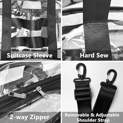 Large Clear Tote Bag 20” for Duffle, Clear Beach Bag for Travel Work, Big Transparent See Through Plastic Bags for Gym Toiletry Makeup Organizer3