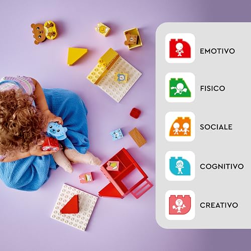 DUPLO Attività Quotidiane: Mangiare e Andare a Letto, Giochi per Bambini e Bambine da 1.5 Anni in su, Playset per l'Apprendimento Socio-Emotivo con 4 Animali Giocattolo, Regalo Educativo 10414 - Lego - Immagine 2