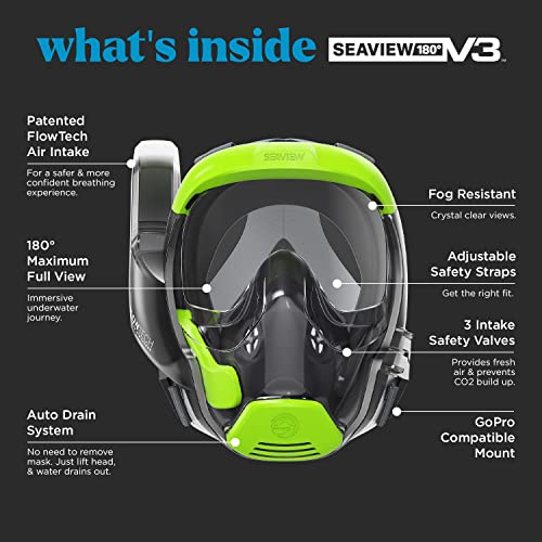 image for Seaview 180 V3 Full Face Snorkel Mask Adult- The V3 is The Perfect Sno