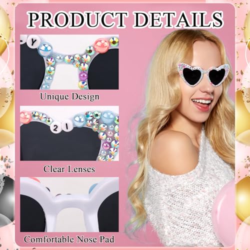 21st Birthday Sunglasses for 21st Birthday Decorations for Her, Finally 21 Birthday Glasses for 21st Birthday Outfit Accessories for Women Girls, Happy 21st Birthday Decorations4