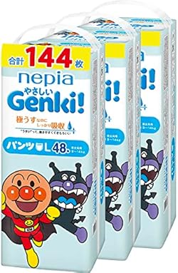 ネピアGENKI! 【パンツ Lサイズ】 アンパンマン おむつ ネピア やさしいGENKI! パンツ (9~14kg)144枚(48枚×3) [ケース品]
