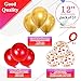 Red Gold Balloons 50 Pack, 12 inch Royal Red Latex Balloon, Metallic Gold balloons, Red Gold Mix Confetti balloon with 1 Ribbon for Christmas Valentines Day Party Decorations
