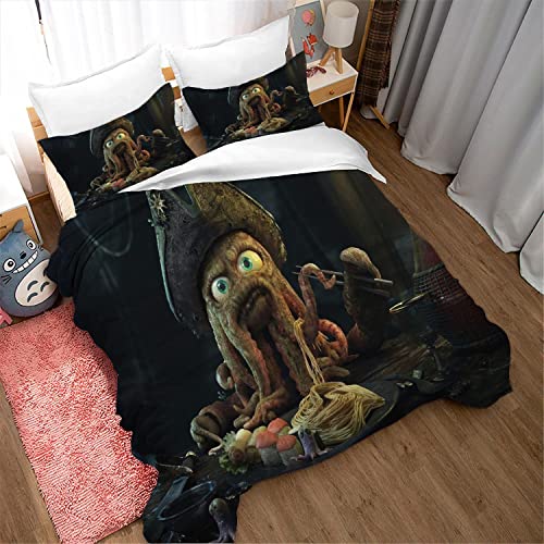 HBPET Parure de lit en microfibre avec housse de couette et taie d'oreiller Motif pirate Jack Captain (Style 5, simple 135 x 200 cm + 50 x 75 cm)