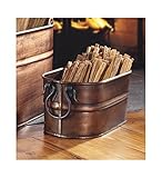 Plow & Hearth Copper-Finished Steel Oval Tub Fatwood Storage Bucket