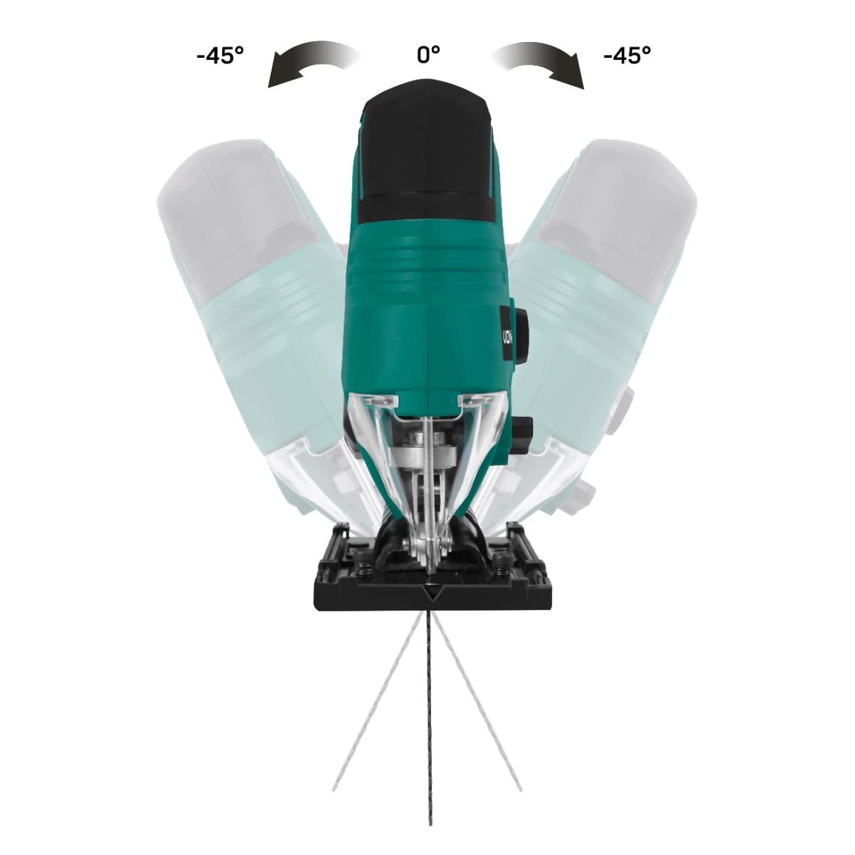 VONROC Sierra de calar VPower 20V - Empuñadura ergonómica - Velocidad y ángulo de corte ajustables - Incluye batería de 2.0Ah y cargador rápido - 2 hojas de sierra