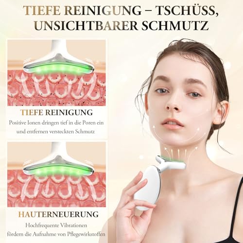 Gesichtsmassagegerät Gegen Falten,ANLAN Gesicht Schönheit Gerät mit 3 Modi,45℃ V Face Beauty Meter Gesichtsgerät für Hautstraffung & Lifting EMS Gesichtsmassage für Damen Herren V Shape Face Gerät