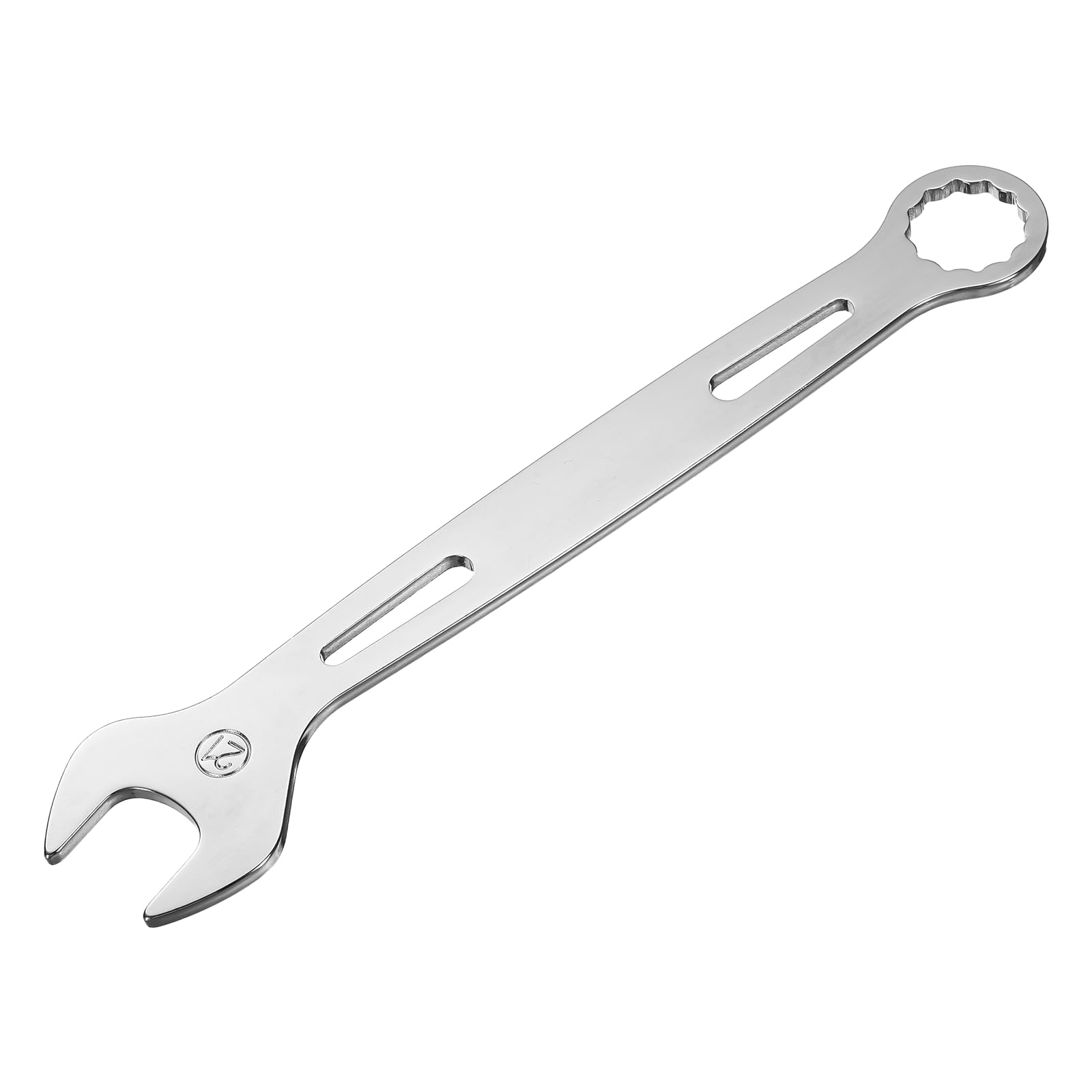 sourcing map Combination Wrench 21mm Metric Super Thin 12-Point Box and Open End Chrome Vanadium Steel Double Ended Spanner Tool for Automotive Furniture Machinery DIY Repair, Silver
