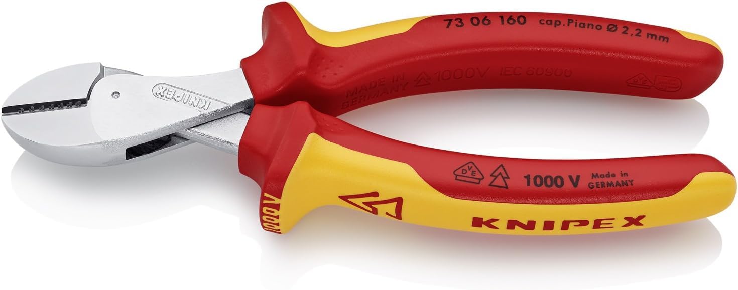 Knipex X-Cut Compact Diagonal Cutter High Lever Transmission1000v-Insulated (160 Mm) 73 06 160 4003773075141