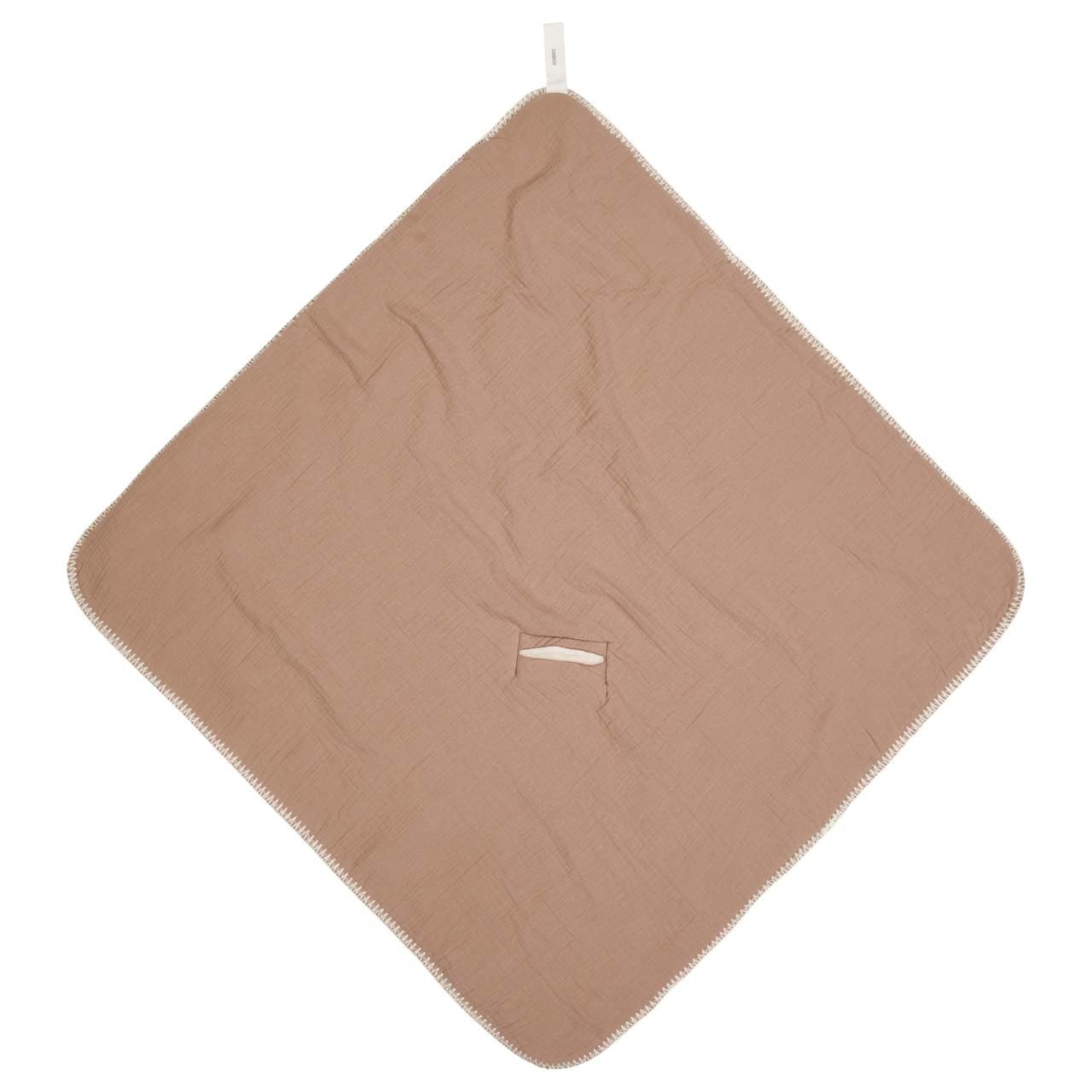 Koeka Baby Einschlagdecke - Ideal Für Unterwegs - Mit Plüsch - Faro - Musselin Baumwolle - Braun - 100x100 cm