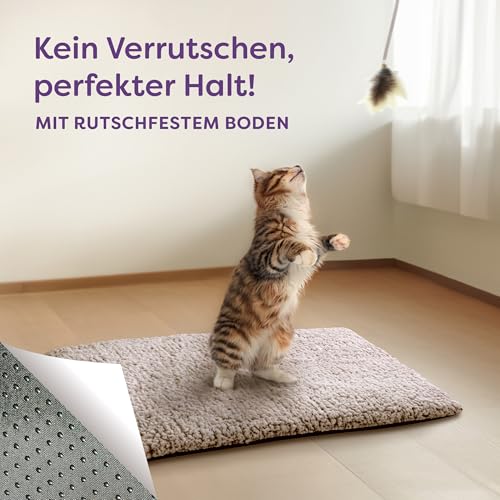 Knupis Selbstheizende Decke für Katzen Braun 60x45cm – Weich & kuschelige Katzendecke – Waschbarer Bezug – Mit Rutschfester Unterseite – Heizdecke für Katzen – Wärmekissen Katze – Braun