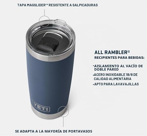 Miniatura 3 de Yeti Rambler Tumbler, Vacuum Insulated Stainless Steel Tumbler With Magslider Lid, Navy, 20 Oz 591 Ml