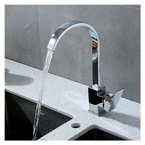Mitigeur d'évier chromé avec robinet de cascade de cuisine et coude en laiton pour eau chaude - 3