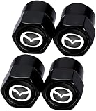 4721B - Tire Air Valve May Leak - 2021 Mazda CX-30 & Mazda3 2 4Pcs Car Tire Valve Stem Caps, Corrosion Resistant Tire Valve Cap Accessory for Mazda CX-5 CX-7 CX-8 M6 MX5 RX7 RX8 A8 CX9 MX6 R3 M2 M5 All Models Wheel Cap Tires Air Caps Cover MZD_Black