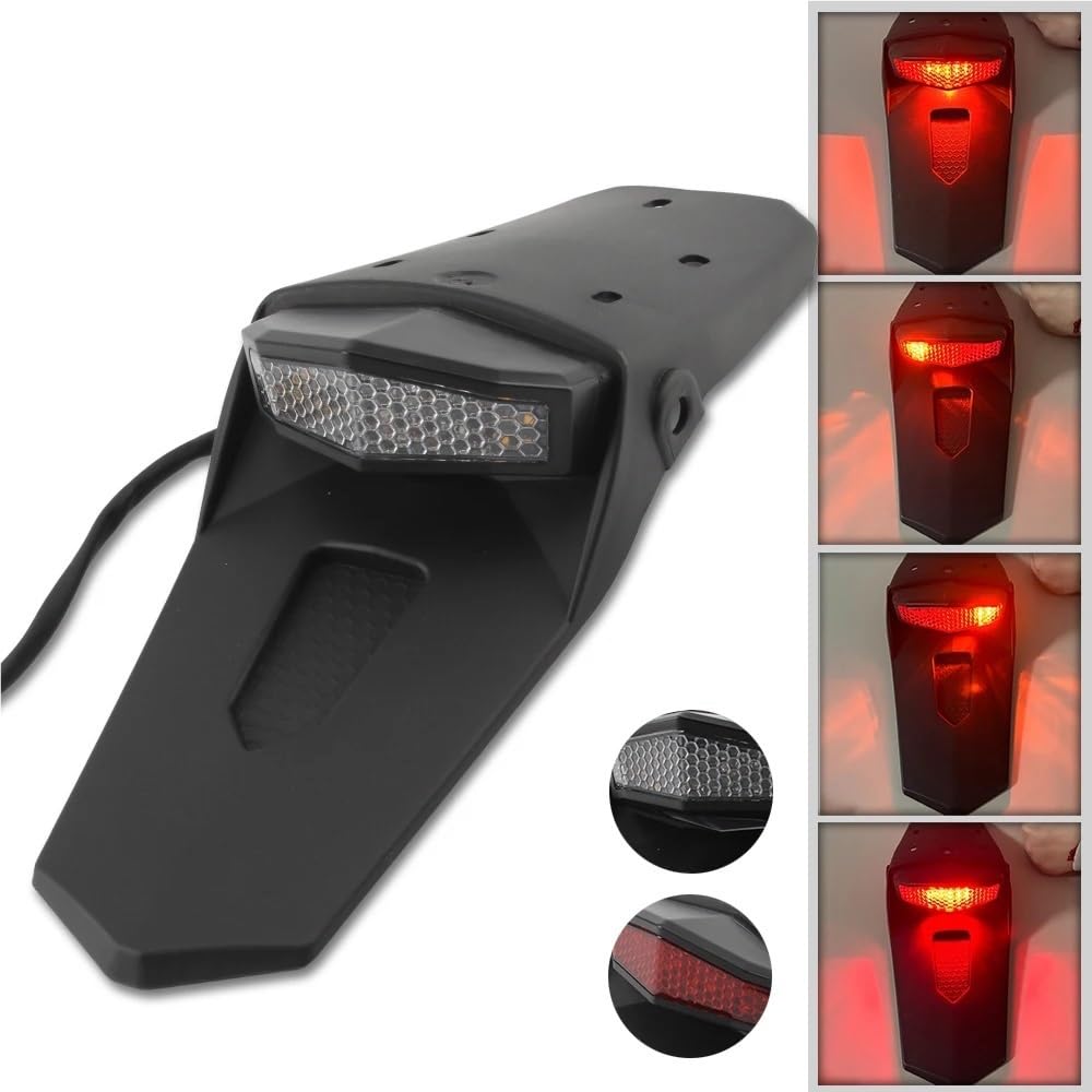 Tylne światło motocykla tylny błotnik Dirt Bike LED 12V tylne światło hamulca(Black)