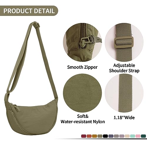 Image of Nylon Crescent Crossbody Bag for Women Purses Trendy Men,Small Travel Sling Bag Hobo