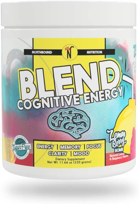 Blend Cognitive Energy & Endurance Formula - LemonBerry Bomb - Nootropic for Brain and Energy Powder - New Look & Improved Flavor