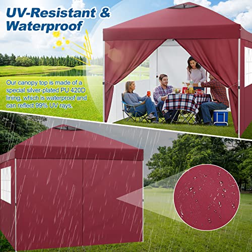 Image of HOTEEL 6.6x6.6FT Pop Up Canopy Tent Heavy Duty Party Tent for Parties Event Wedding, Commercial Outdoor All Season Wind UV 50+, Thickened Legs, Khaki