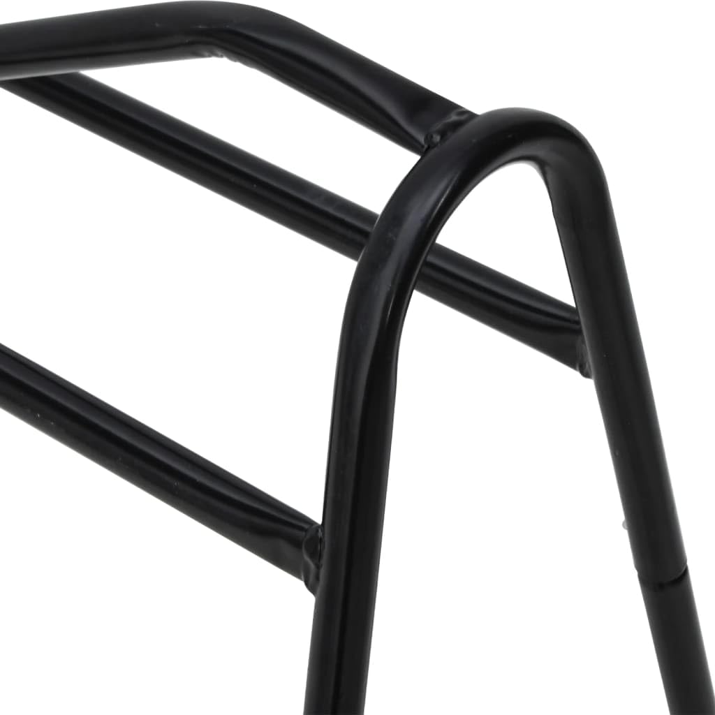 Cavalletto per sella con 3 gambe in ferro verniciato a polvere, nero, 70 x 43 x 63 cm, con gancio per accessori per sella, stalla, pascolo, allenamento e torneo, robusto e versatile