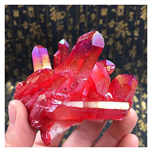 JALYKA Cristal Naturel Brut Cristal Naturel Brut Enduit Rouge Cristal de Roche Naturel grappe Quartz géode Pierre gemme décoration de la Maison spécimen décoration de la Maison (Size : 100g)