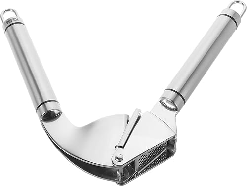 ABOOFAN 1 juego de prensa de ajo manual de acero inoxidable sin esfuerzo herramienta para la cocina fácil de limpiar diseño elegante incluye pelador