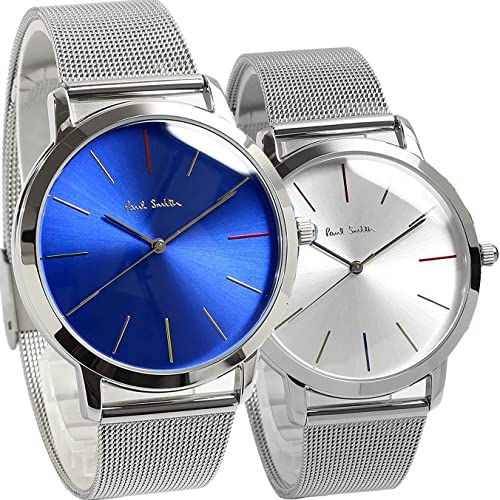 [Paul Smith] ポールスミス ペアウォッチ 2本セット 腕時計 メッシュベルト シンプル ブランド カップル 夫婦 人気 シルバーブルー P10058 P10102 40mm 37mm [並行輸入品]