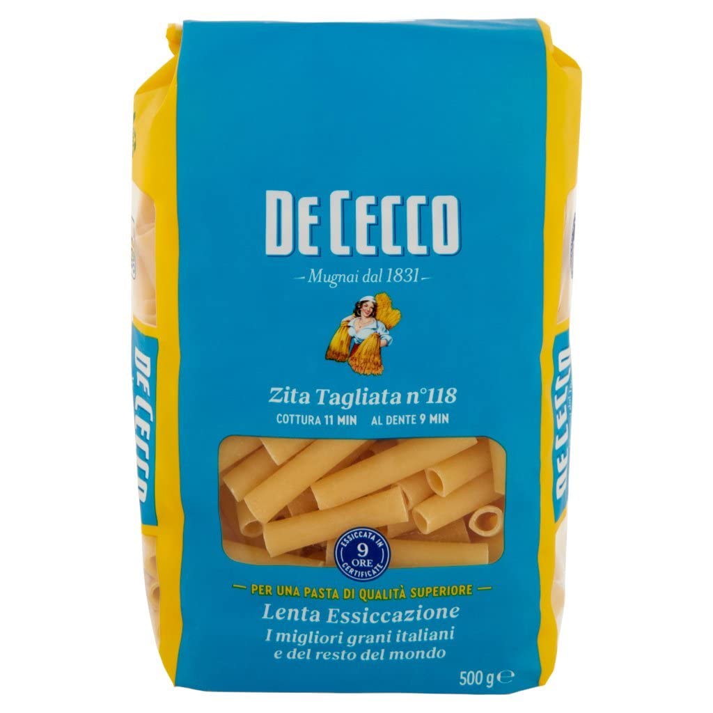 Italian Gourmet Pasta Zita Tagliata N°118 italienische Nudeln 24 x 500g | Hartweizengrieß, ruvida e tenace per sughi corposi, ideale für Ofengerichte, Gesamtnettogewicht 12 kg + Kostenlos Polpa 400g