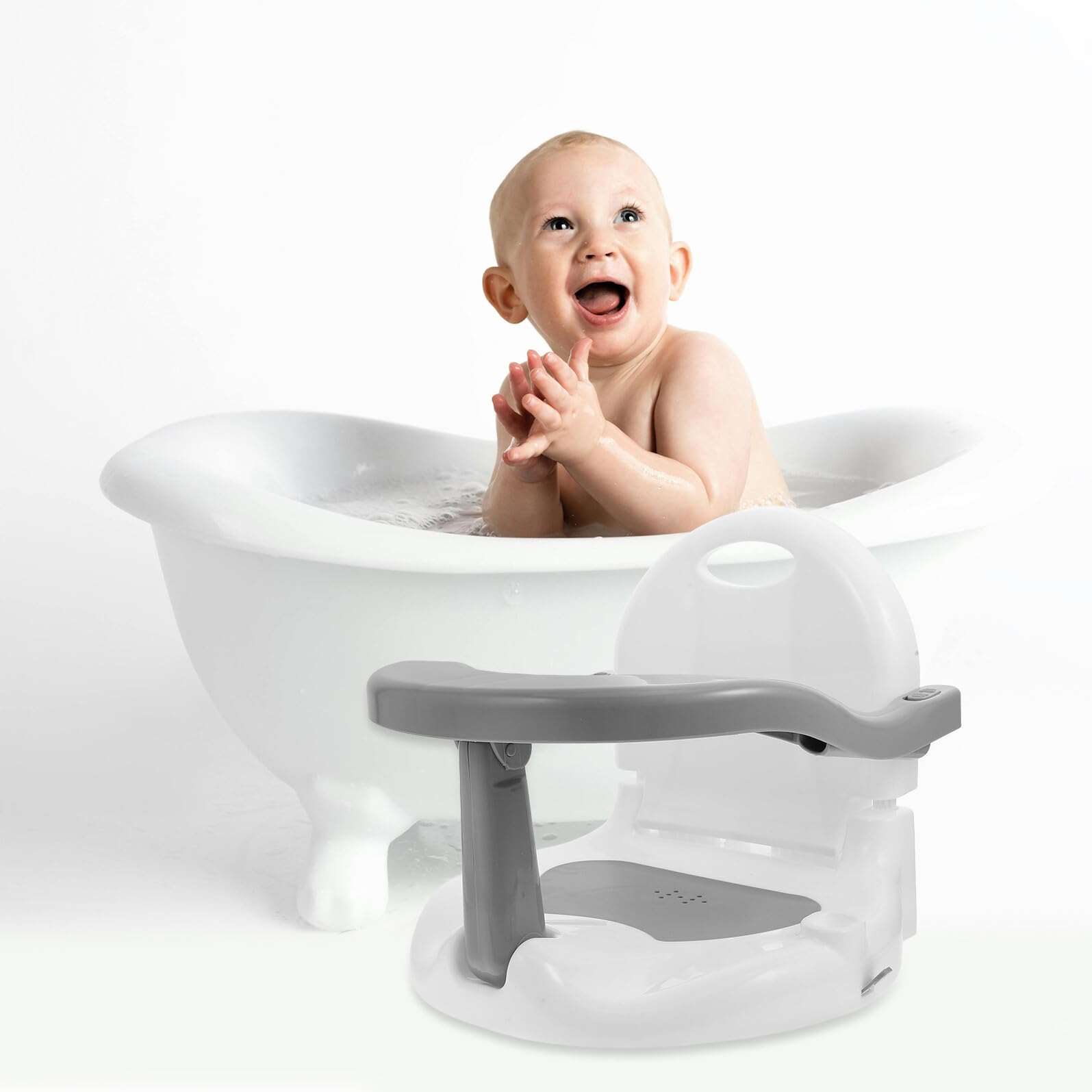 Babysitz für Badewanne Ab Monate Abnehmbarer mit Rückenlehne Rutschfest Komfortabel für Baden Füttern und Haarewaschen Grauer für Entspannte Babypflege