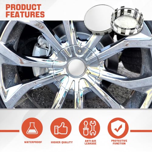 Lecctso 4PCS Wheel Center Caps, Center Caps for Rims, Snap-in Plastic Wheel Center Hub Cap Cover with 2.13 Inch (54mm) Outer Diameter and 1.97 Inch Inner Diameter Universal for Most Cars (Silver)