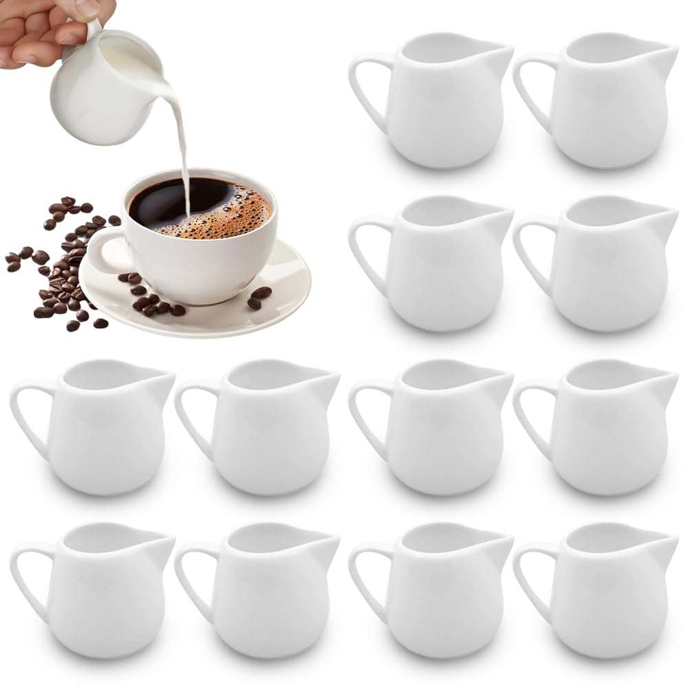 Lot de 12 petits pots à lait en céramique 110ml pour café et sauce