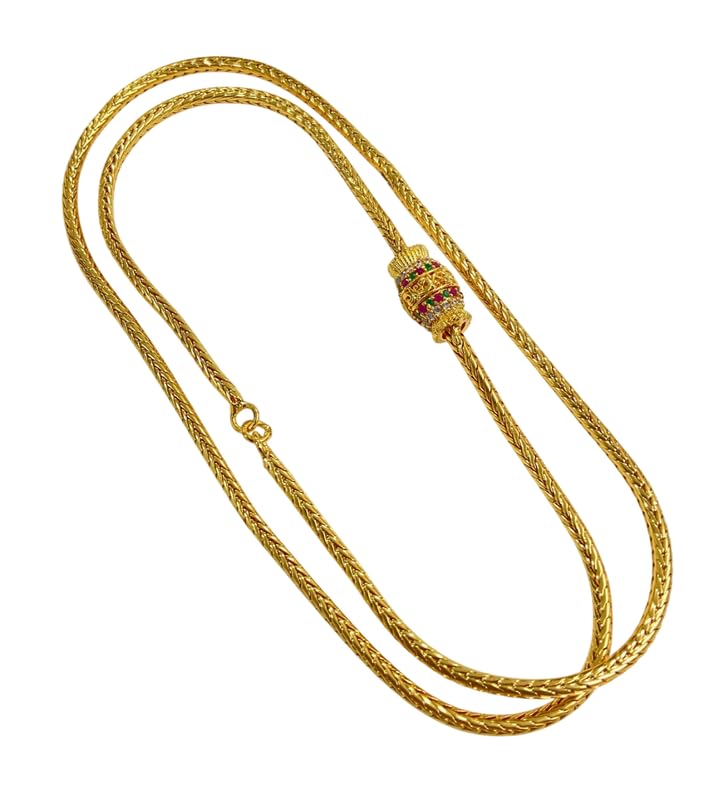 Chain for Women & Girls (Attached Moph) | Micro Gold | Ethnic Jewelry for Women | Traditional, Wedding & Celebration Wear DamruStyle3 Multiple Color