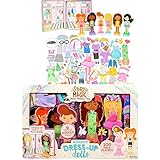 Story Magic Wooden Dress-Up Doll - 100 Outfit and Accessory Magnetic Wood Double Sided 6 Doll's Over and Storage Box