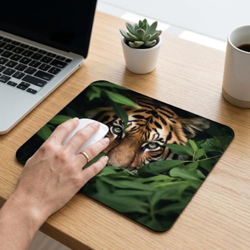 Image of Premium Non-Slip Mouse Pad | Smooth Surface for Optical & Laser Mouse | Durable Base Designs | Ideal for Office, Home & Gaming (Square Tiger)