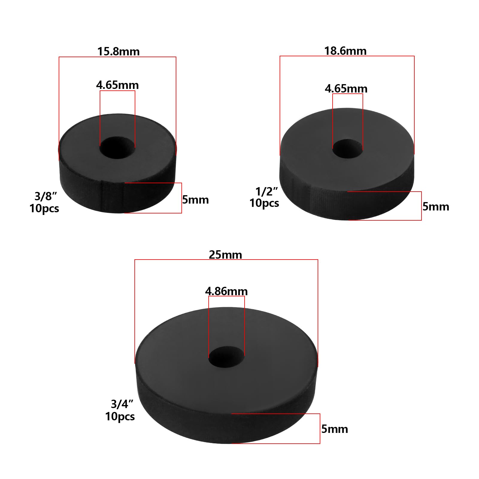 30 Rondelle Di Gomma Per Rubinetti - Miscele 3/8, 1/2, 3/4 Pollici, Per Riparazioni Idrauliche - Foto 6