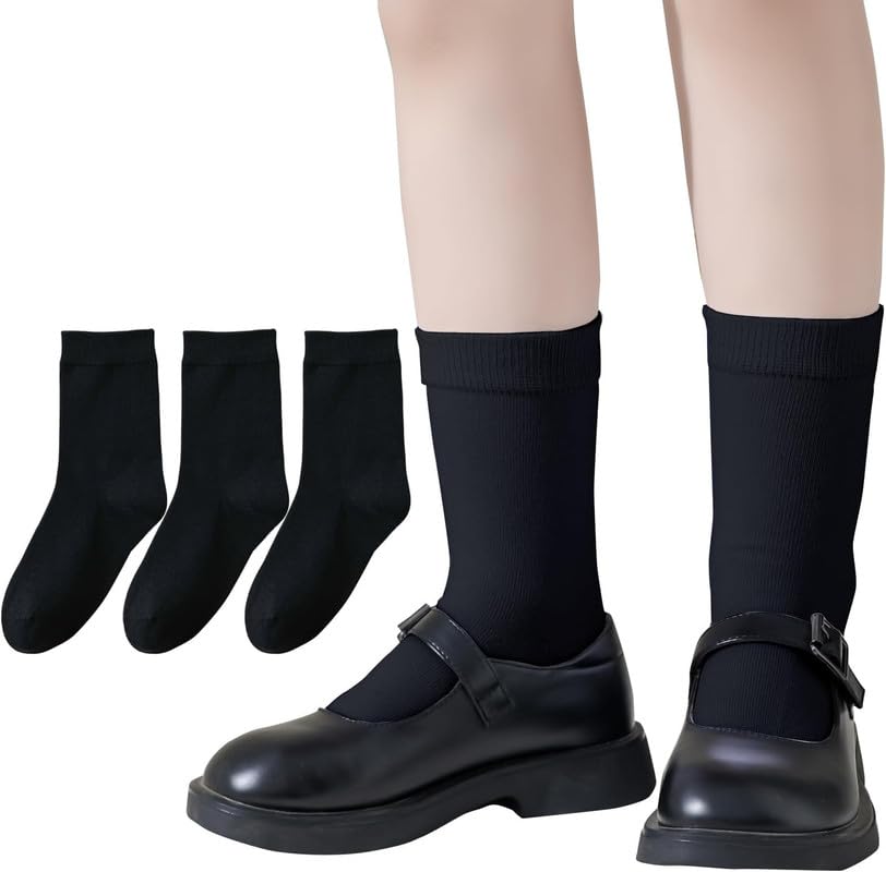 Image of Boys & Girls Calf Length Solid School Socks (Pack of 3 Pairs)