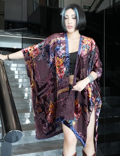 Image of MJ SERECA Women's Casual Long Velvet Kimono