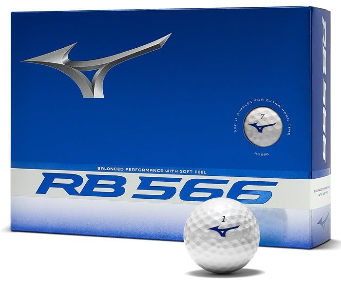 Mizuno RB 566 Golf Balls 12 Pack | Soft Distance Golf Balls for Men & Women | Long Flight, Low Spin, High Launch | Durable Cover with 566 Dimple Design