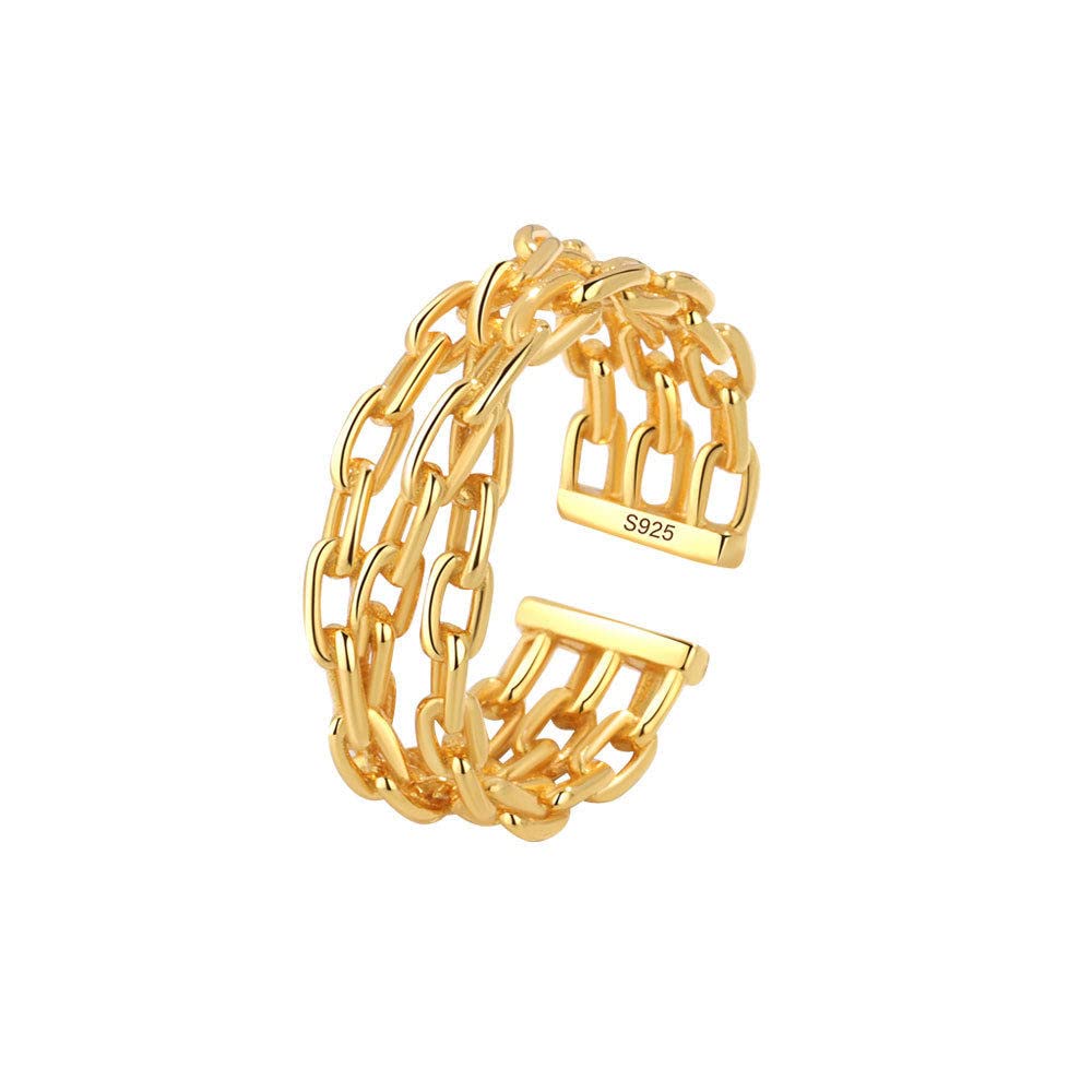 HGJH Verstellbarer Ring, S925 Sterlingsilber, Goldener Webring, Verstellbare Ringe, Unregelmäßiger Offener Ring, Silberner Daumenring, Ewigkeitsring, Hochzeitsanhänger, Schmuck, Geschenke Für Männer