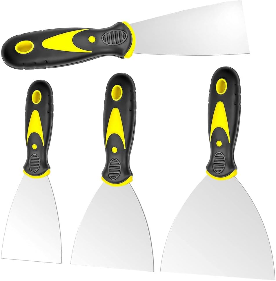 4Pcs Putty Knife Set (2, 3, 4, 5 in), Spackle Knife, Paint Scraper, Scraper Tool, No Rusting, Perfect For Repairing Drywall, Removing Wallpaper, Applying Putty, Plaster, Cement, Adhesive